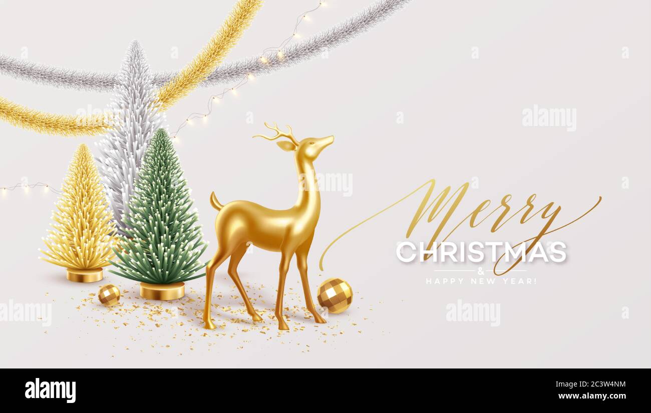 Merry Christmas and Happy New Year Background with realistic holiday ...