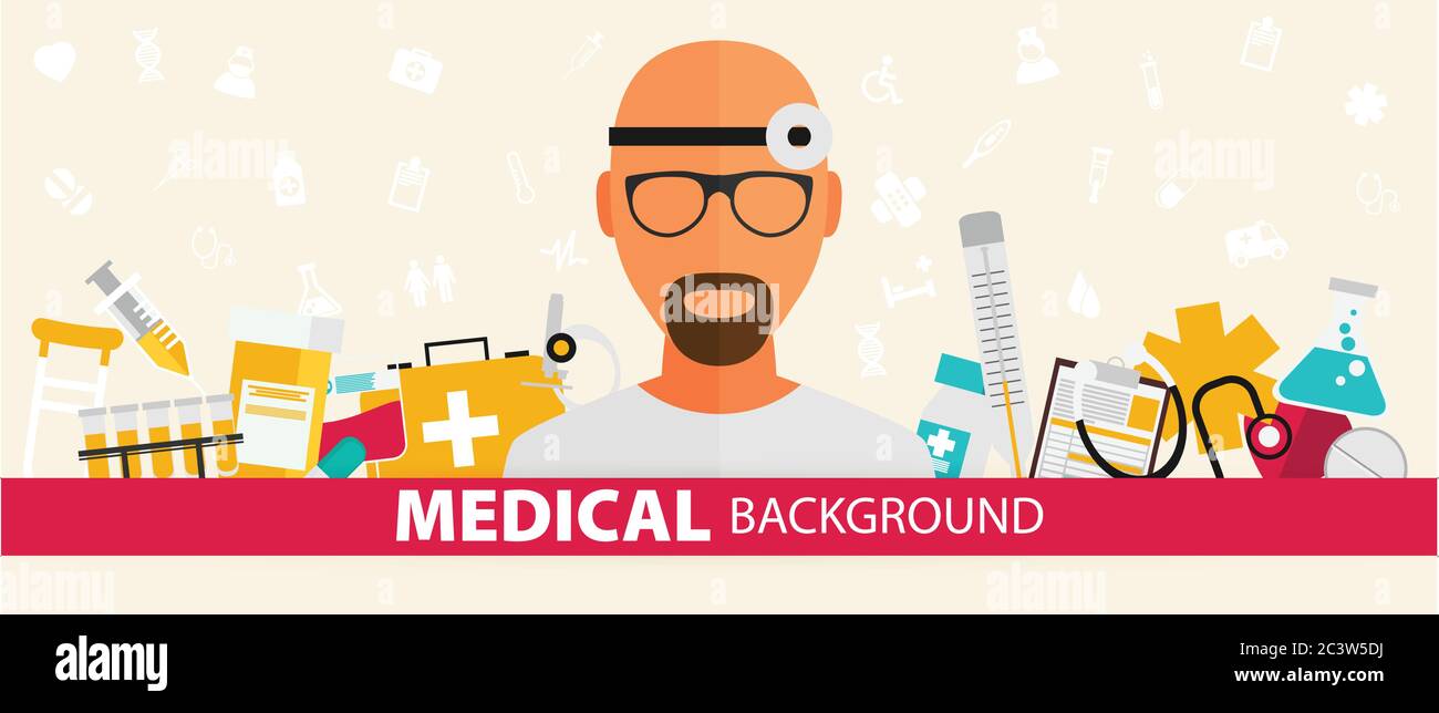 Medical flat sticker background concept. Vector illustration design ...