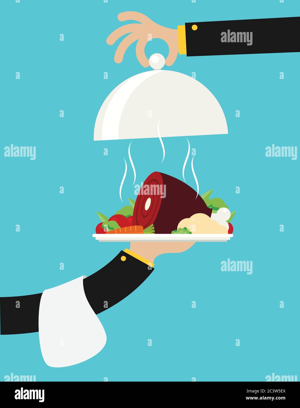 Vector flat illustration with hot cooked meat Stock Vector Image & Art ...