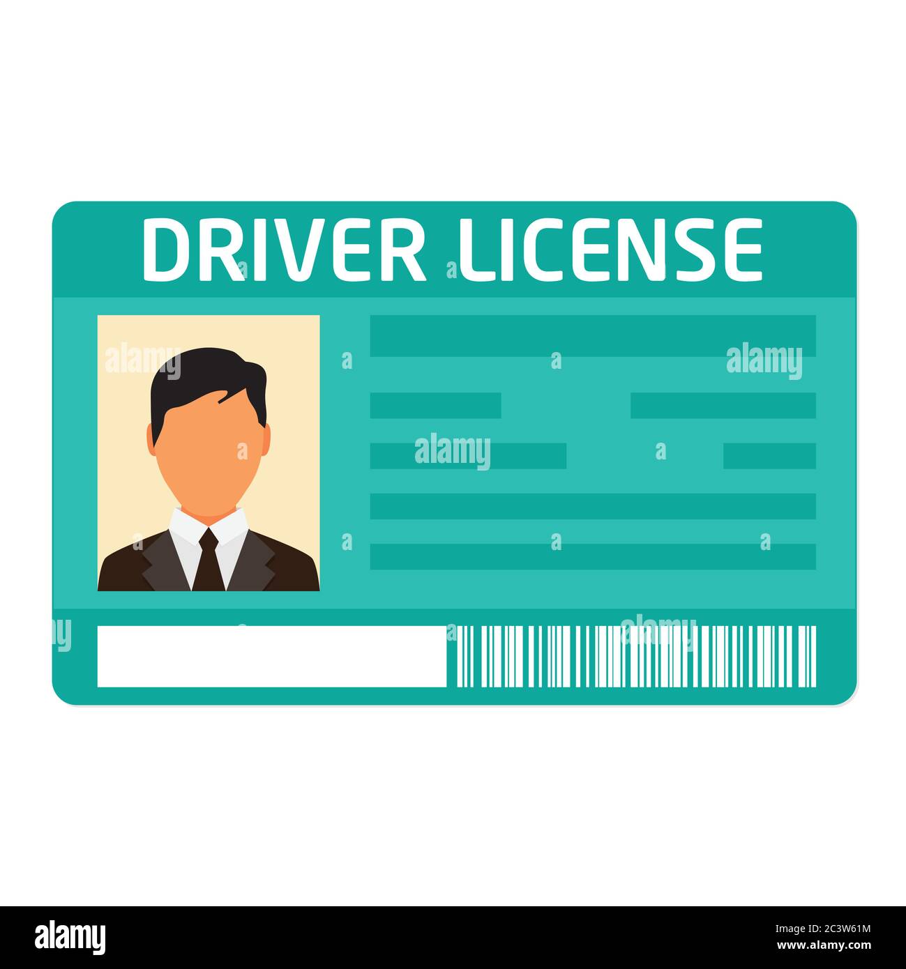 Car driver license identification with photo isolated on white background Stock Vector