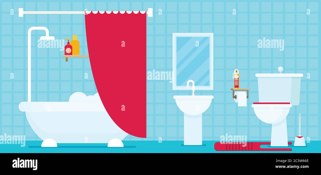Bathroom with furniture. Flat style vector illustration Stock Vector ...