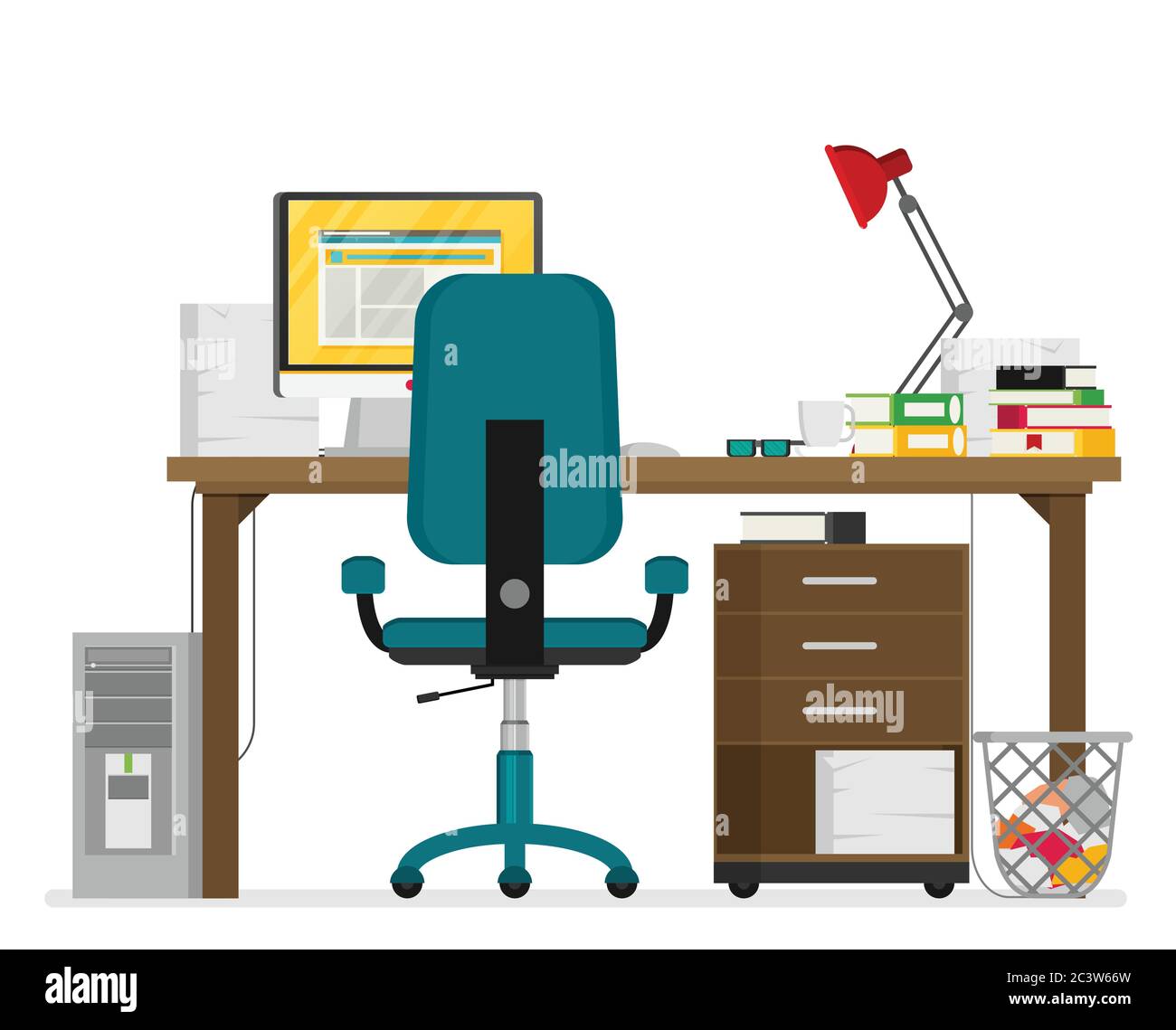 Vector flat style illustration workplace accesories Stock Vector Image ...