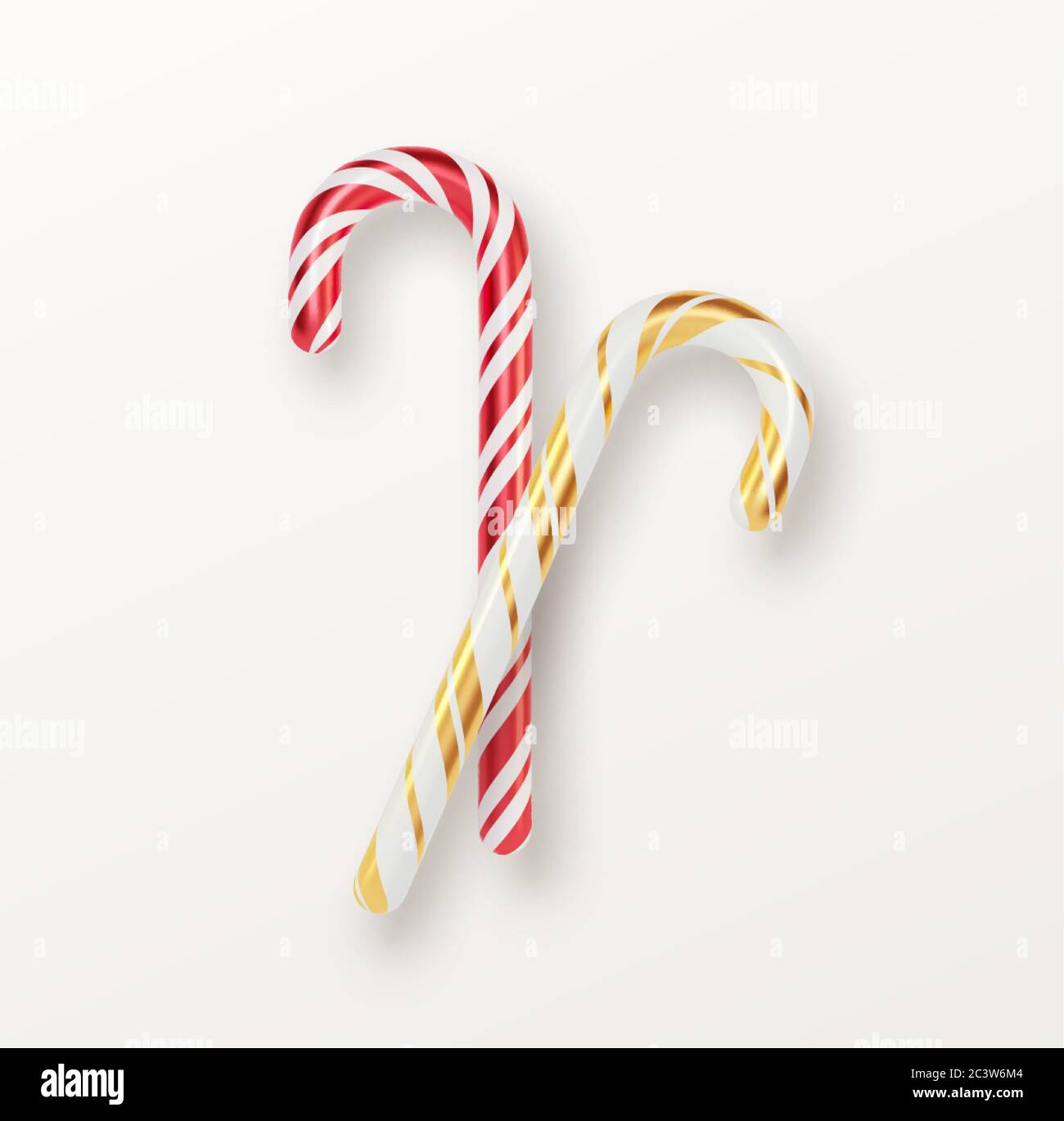 Realistic Xmas candy cane set isolated on white backdrop. Vector ...