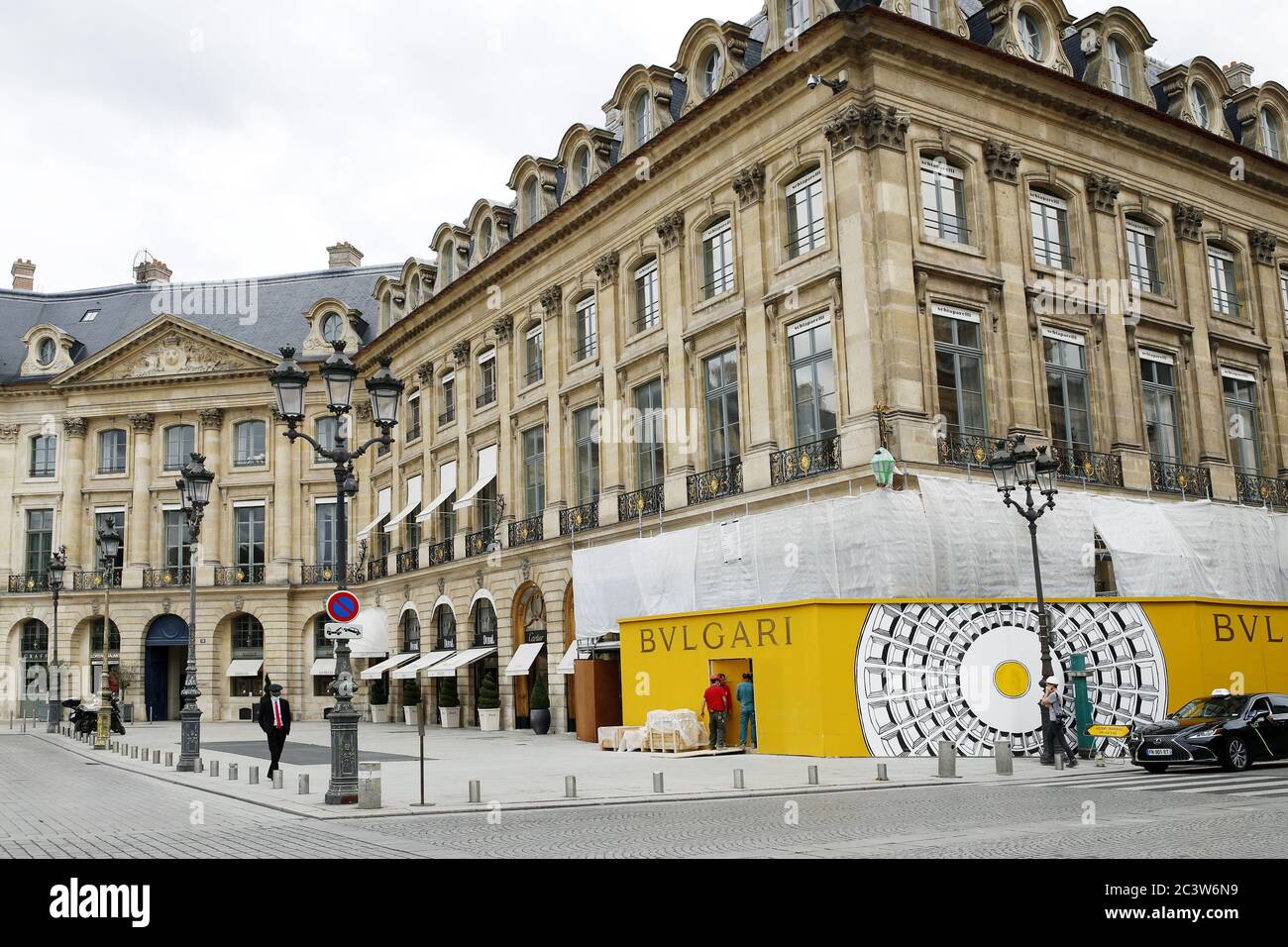 Work site on Bulgari shop - Place Vendôme - Paris - France Stock Photo