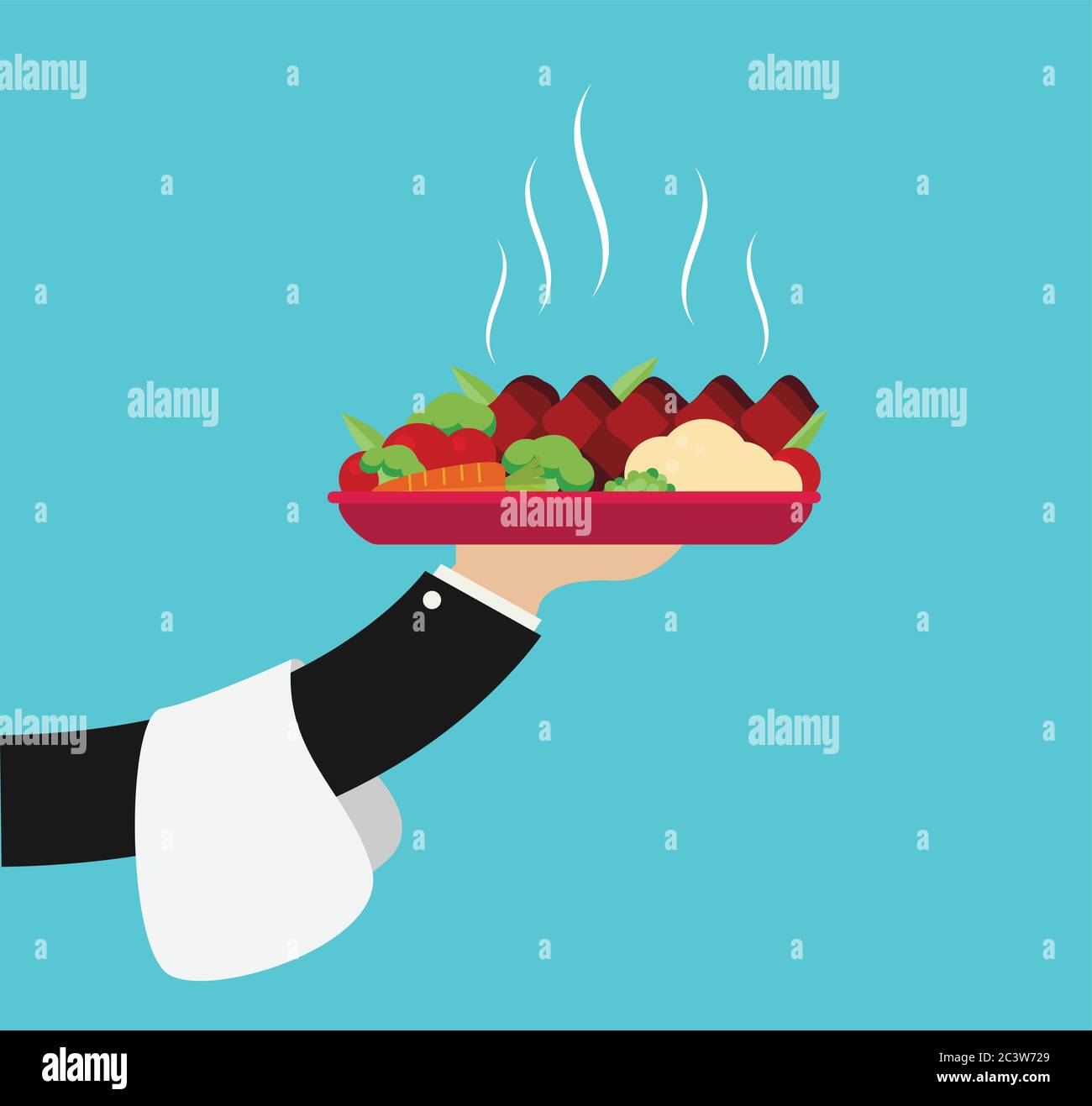 Vector flat illustration with hot cooked meat Stock Vector Image & Art ...