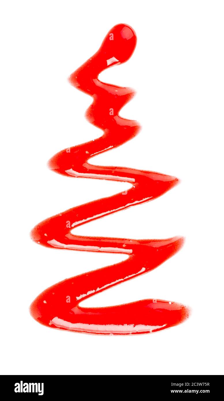Raspberry jam drizzle isolated on white background. Top view. Stock Photo