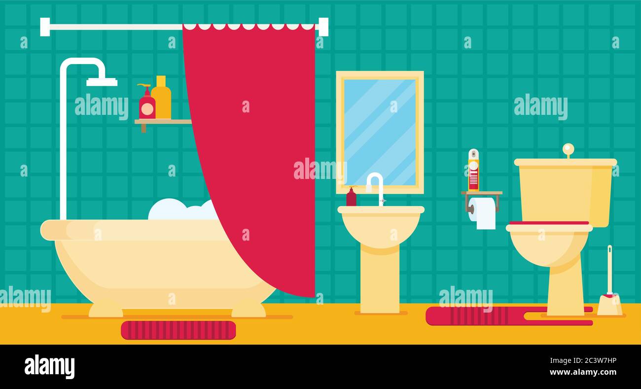 Bathroom with furniture. Flat style vector illustration Stock Vector ...