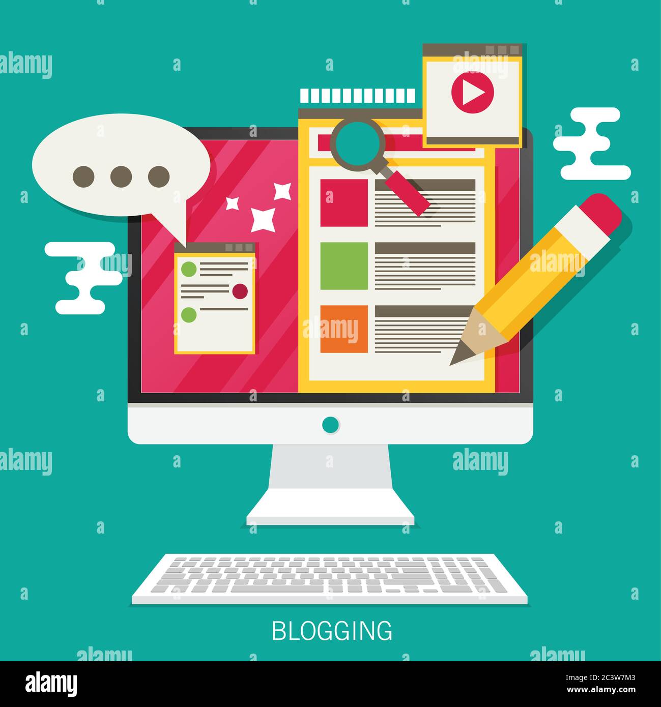 Computer with blogging activity. Flat vector Stock Vector Image & Art ...