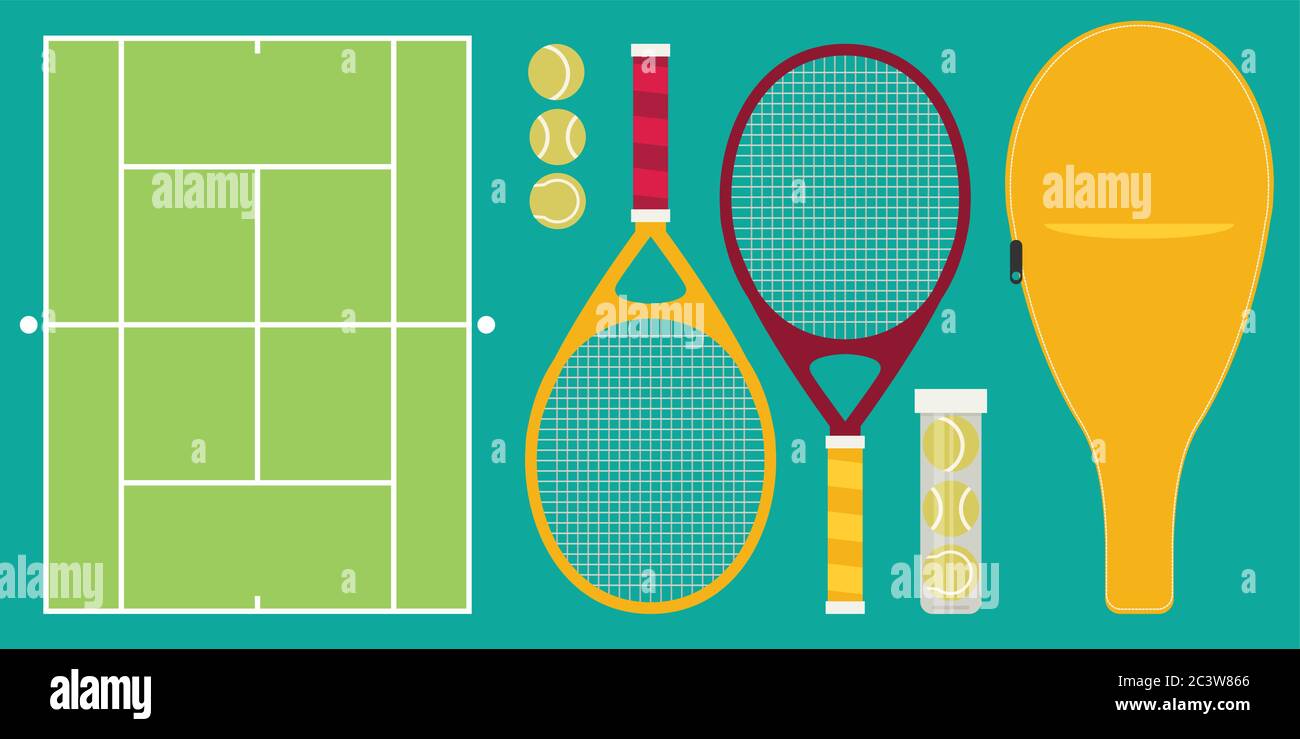 Vector set of tennis rackets and tennis balls Stock Vector Image & Art ...