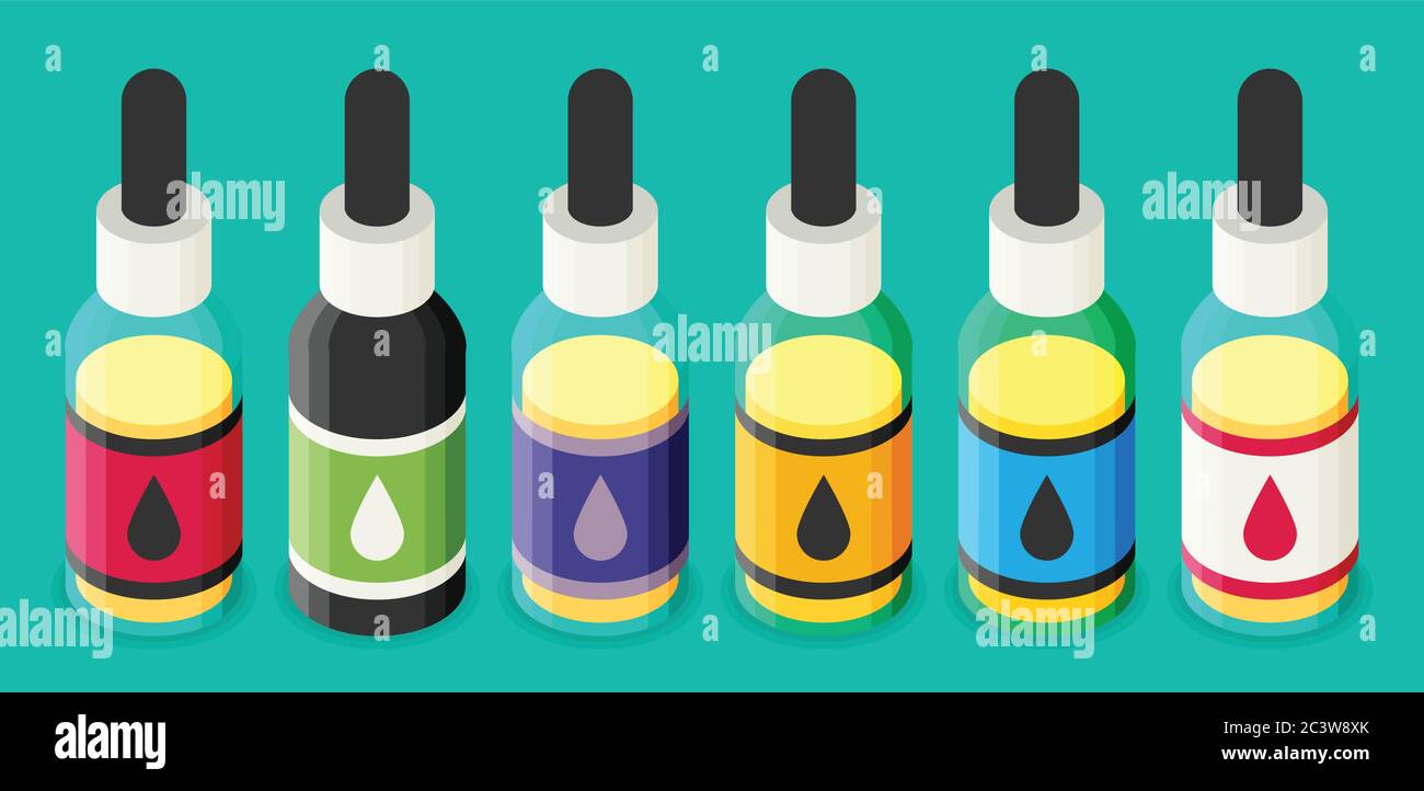 Vector isometric e-liquid bottle for vaping Stock Vector