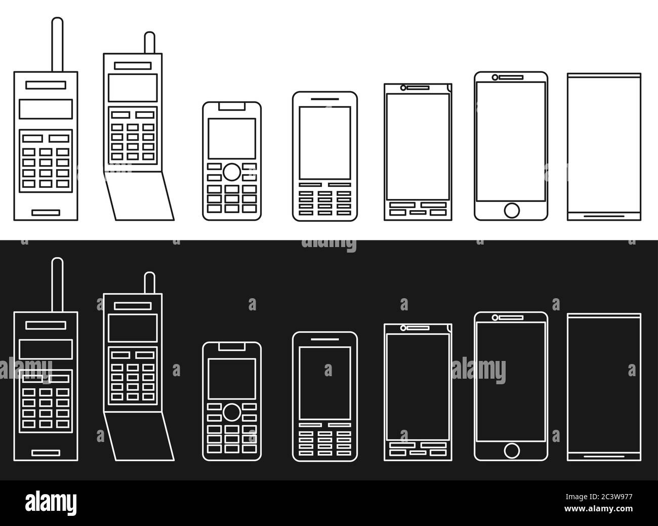 Cell phone evolution illustration. Flat vector. Stock Vector