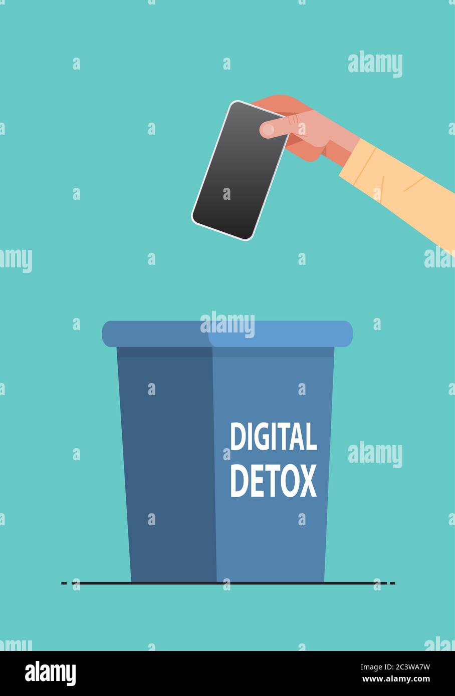 human hand throwing away smartphone in urn digital detox rest from
