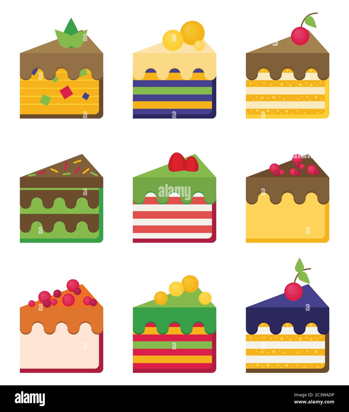 Square Shape Cheesecake Vector Drawing Cheesecake flat vector set Stock Vector Image & Art - Alamy