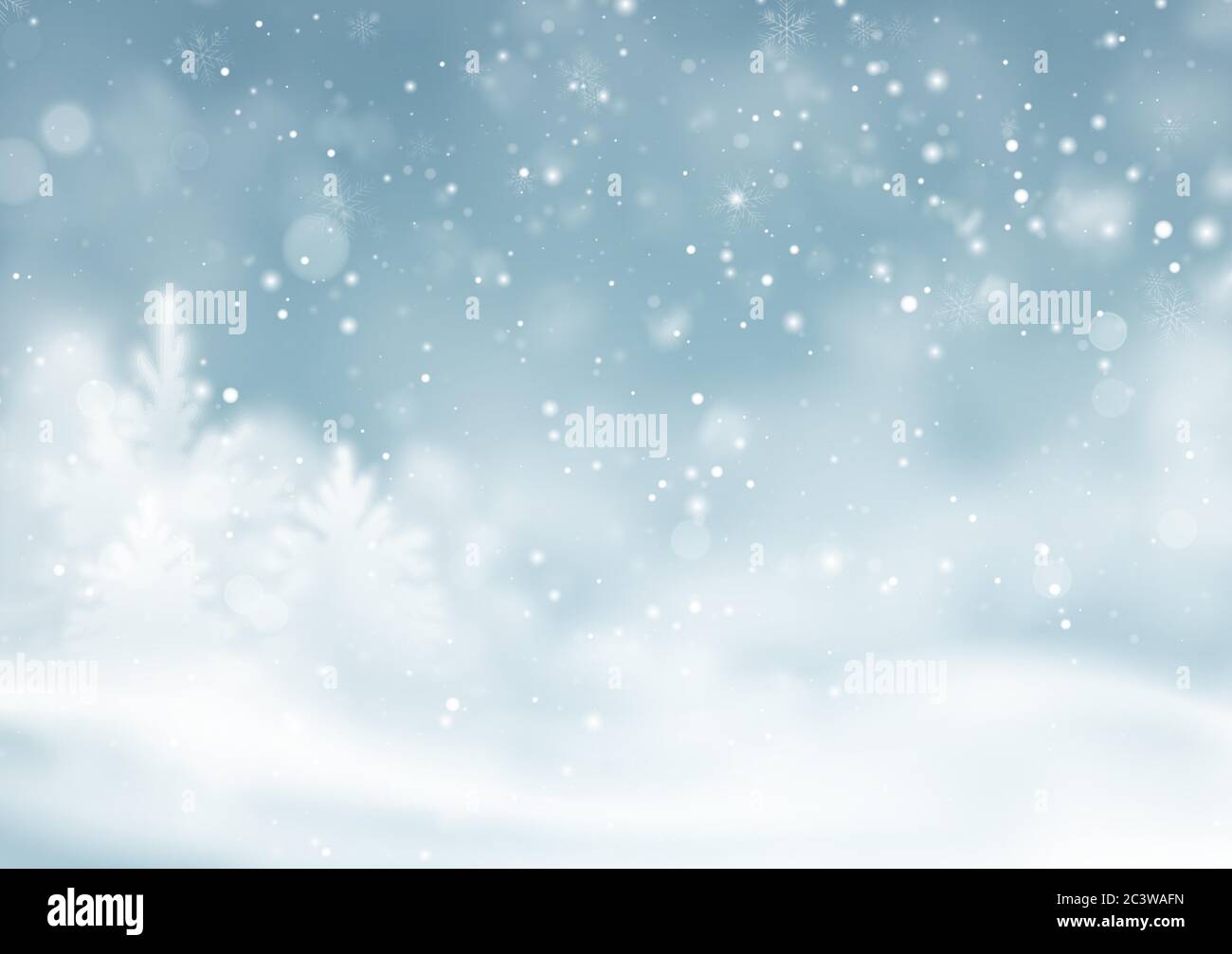Christmas winter snowy landscape background. Winter snow dust background. Vector illustration Stock Vector