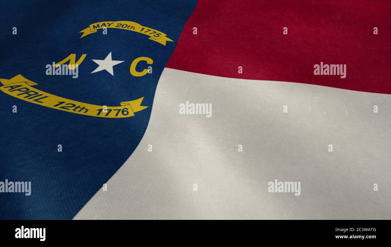 Flag of North Carolina video waving in wind. Realistic US State flag ...