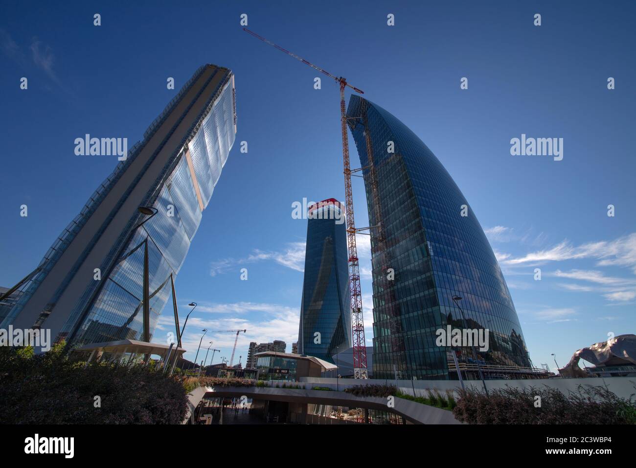 a beautiful photograph of the skyscrapers of citylife by day, Milan, Italy Stock Photo