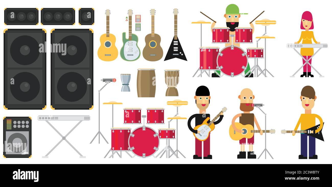 Rock band flat vector set Stock Vector Image & Art - Alamy
