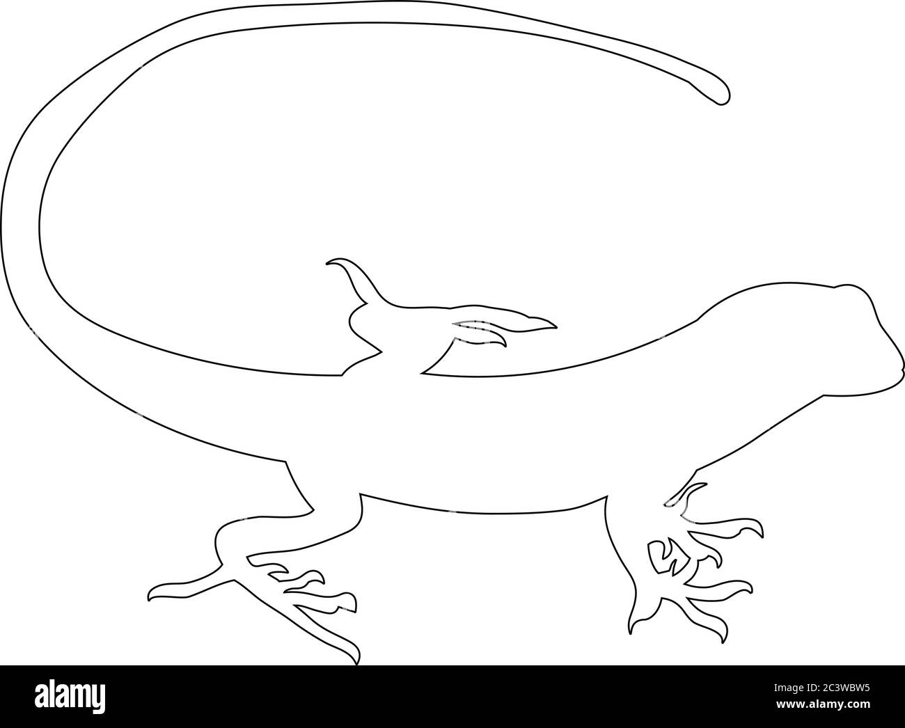 vector, isolated contour lizard on white background, icon Stock Vector ...
