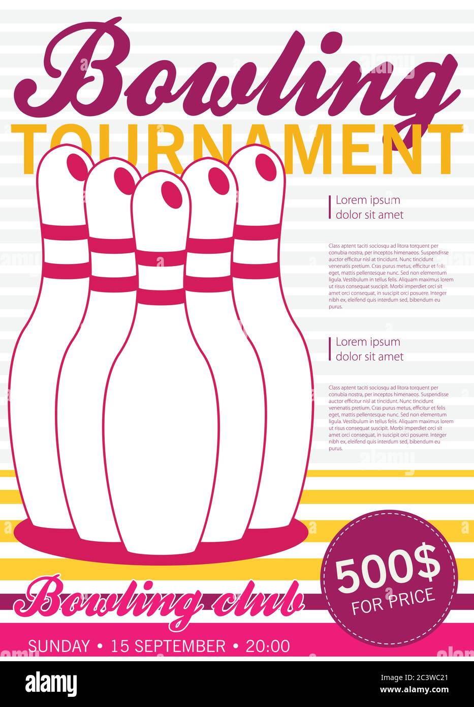 Flat style vector poster template for bowling tournament Stock Vector Image  & Art - Alamy