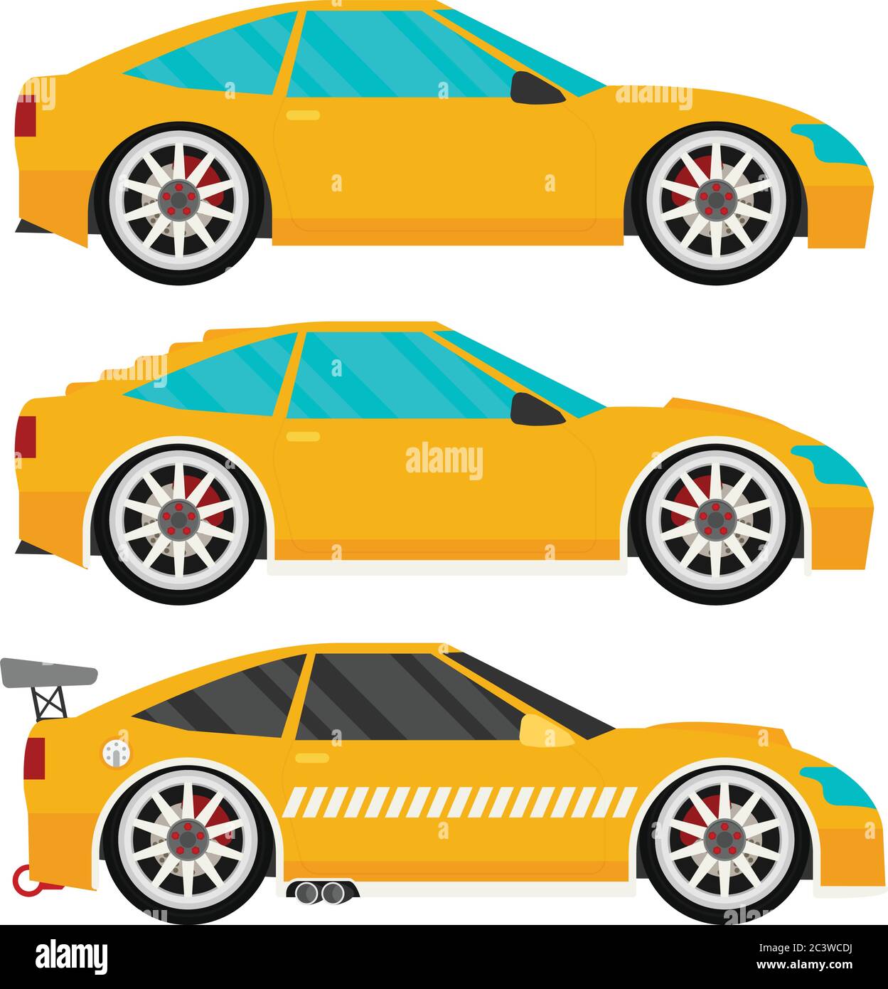 Flat racing car vector set. Eps 10 Stock Vector