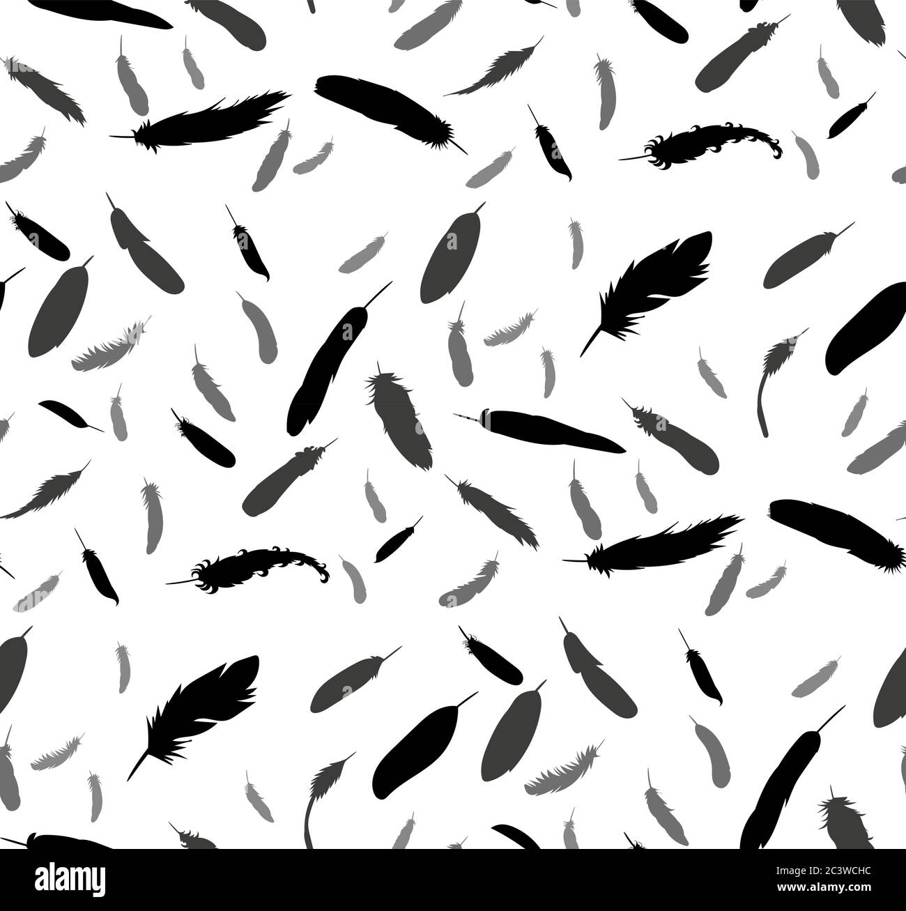 pattern, with silhouette of bird feathers Stock Vector