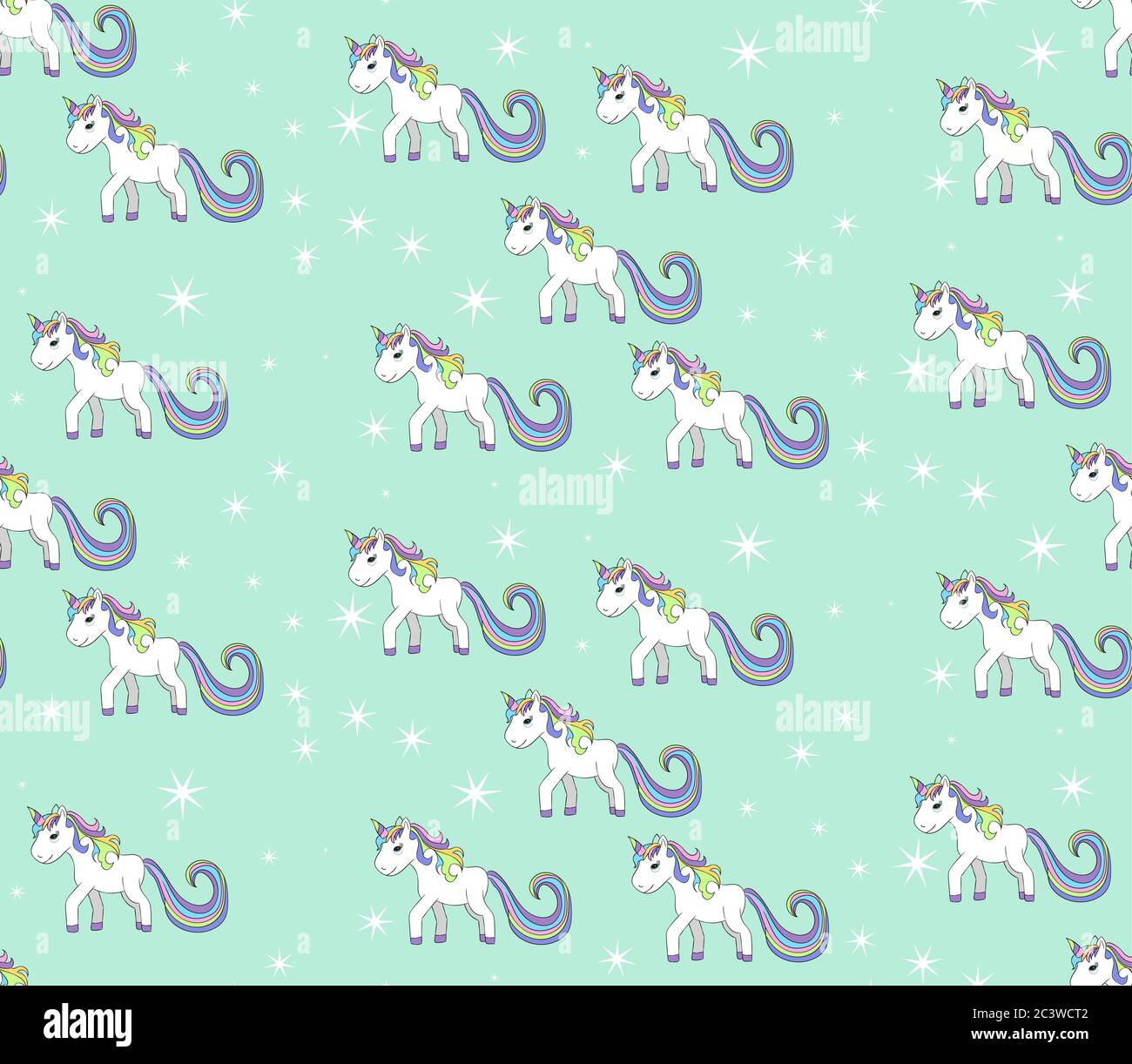 Seamless pattern white unicorns hi-res stock photography and images - Alamy