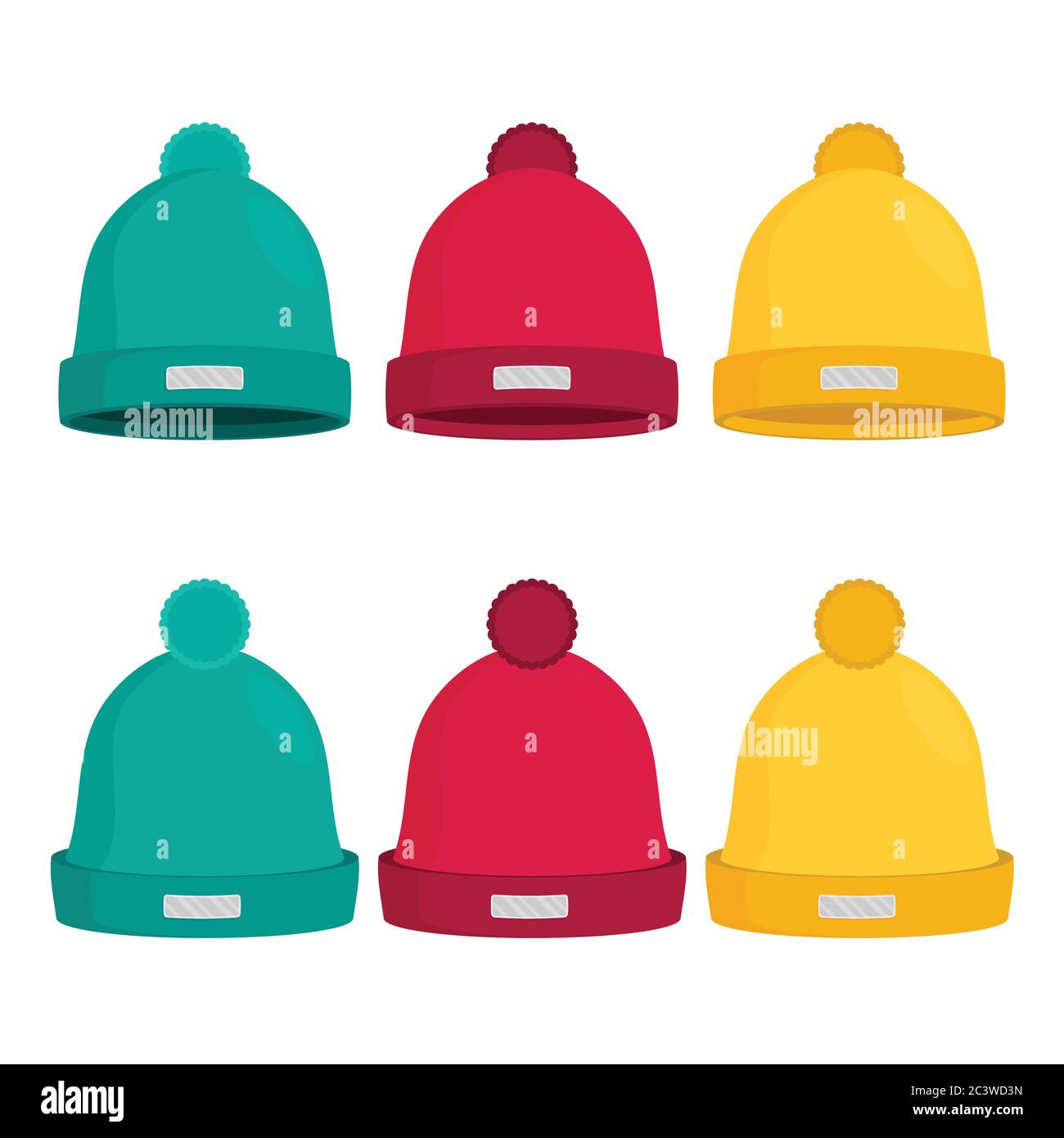 Winter hats set isolated flat vector Stock Vector Image Art Alamy