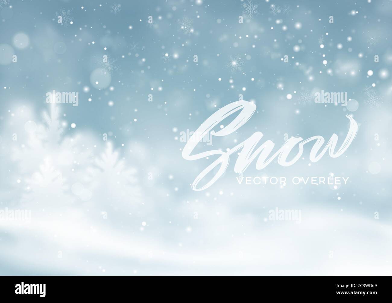 Christmas winter snowy landscape background. Winter snow dust background. Vector illustration Stock Vector