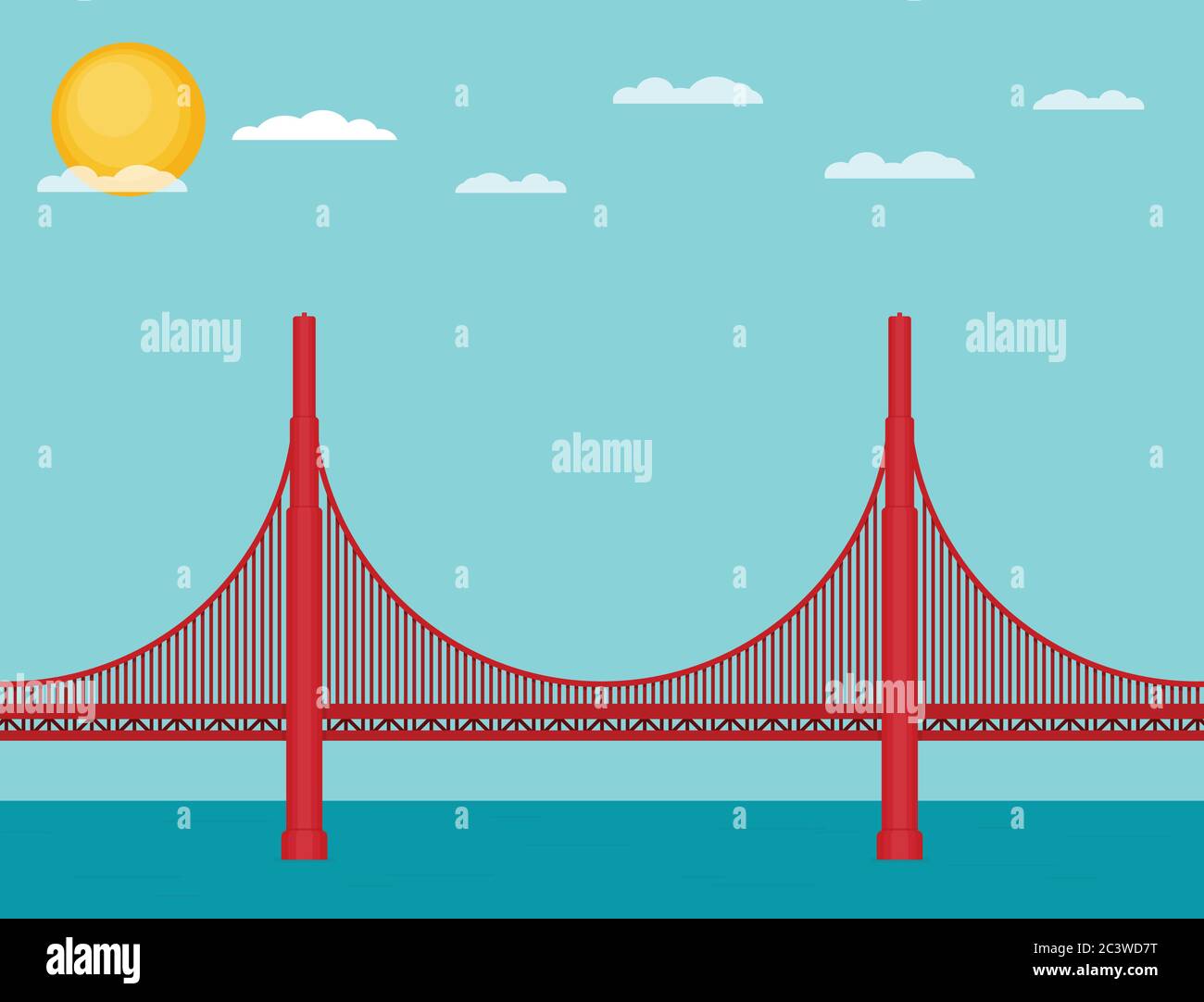 Golden Gate Bridge illustration flat vector Stock Vector Image & Art