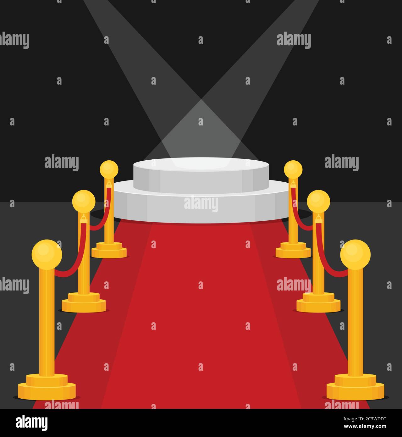 A stage with a red carpet illustration. Flat vector. Stock Vector