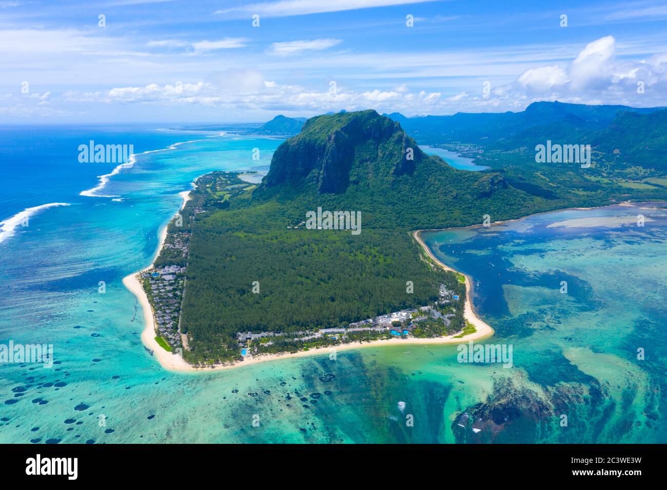 Aerial View Of Le Morne Brabant A Unesco World Heritage Site