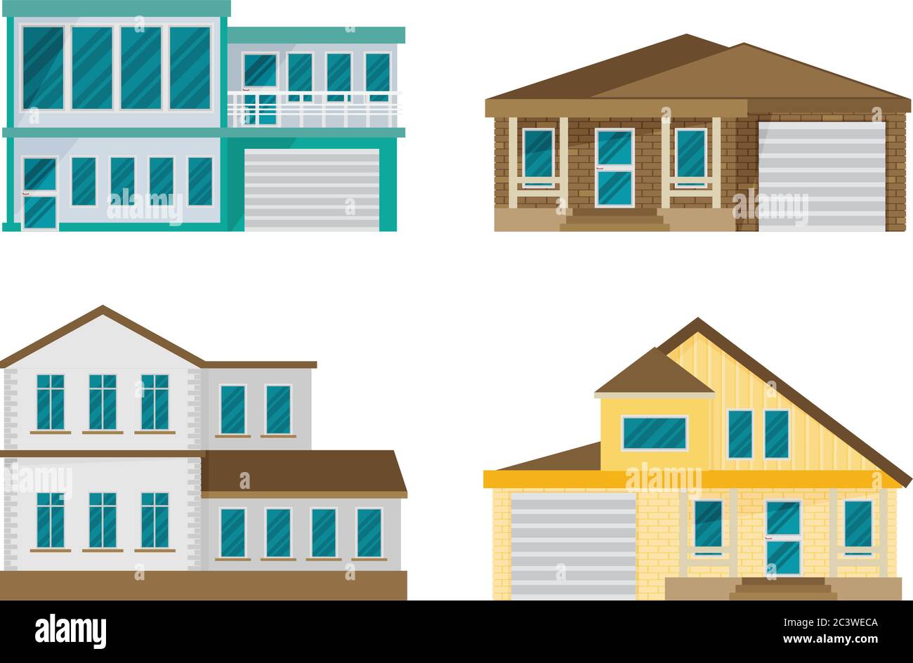 Flat Residential House. Vector illustration. Stock Vector
