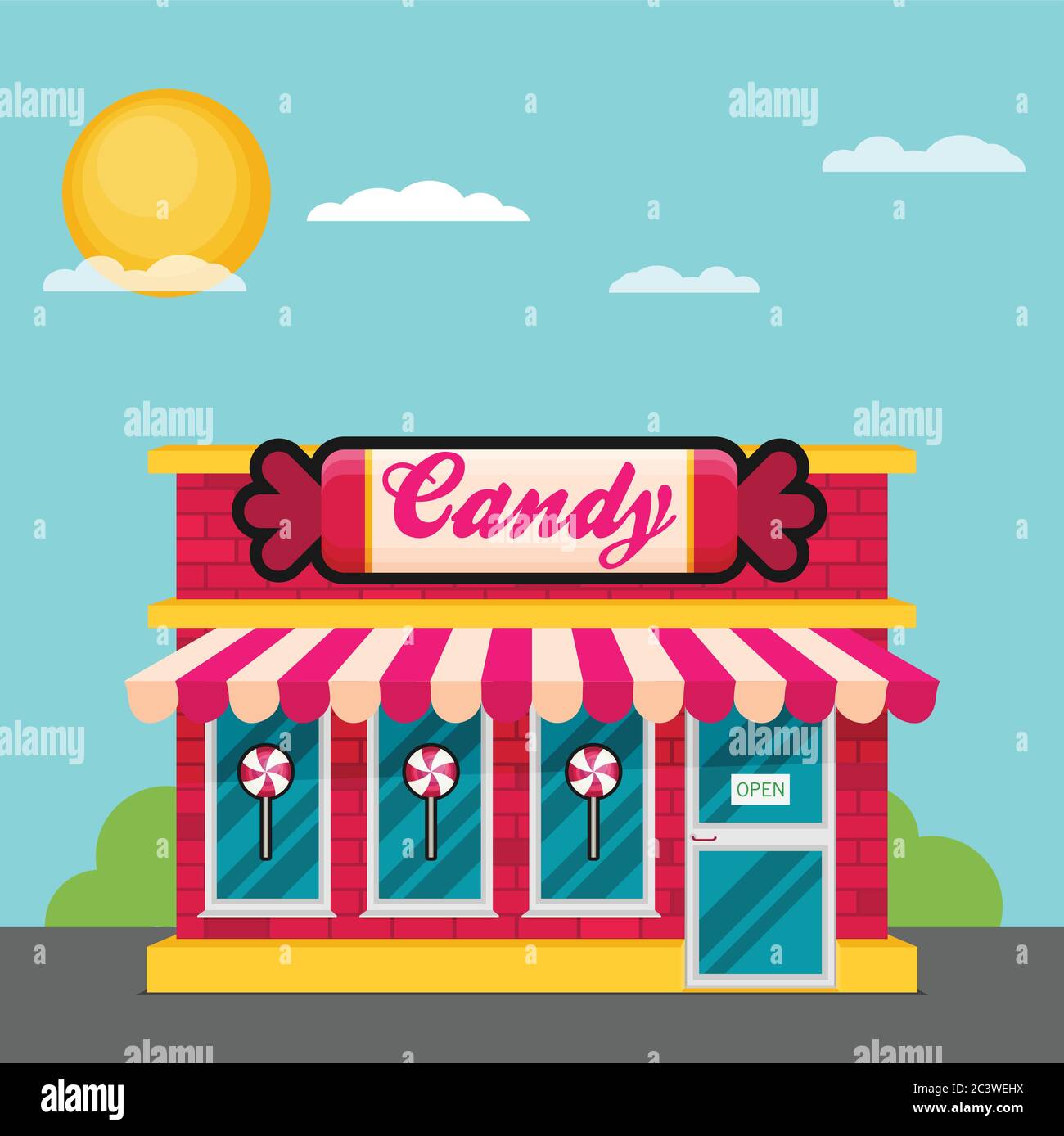 Facade of candy shop flat vector Stock Vector Image & Art Alamy