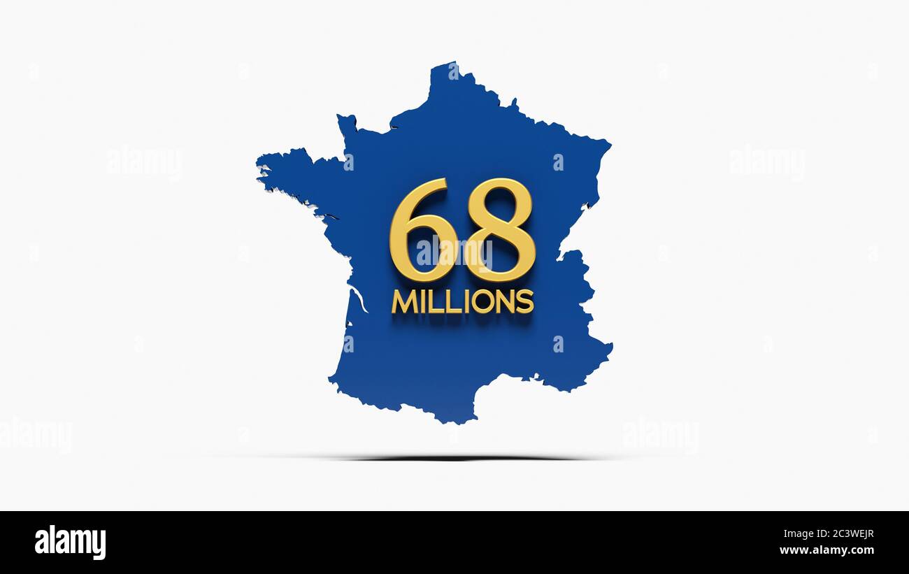 3D rendering 68 million of inhabitants in France in 2021 white backgorund Stock Photo