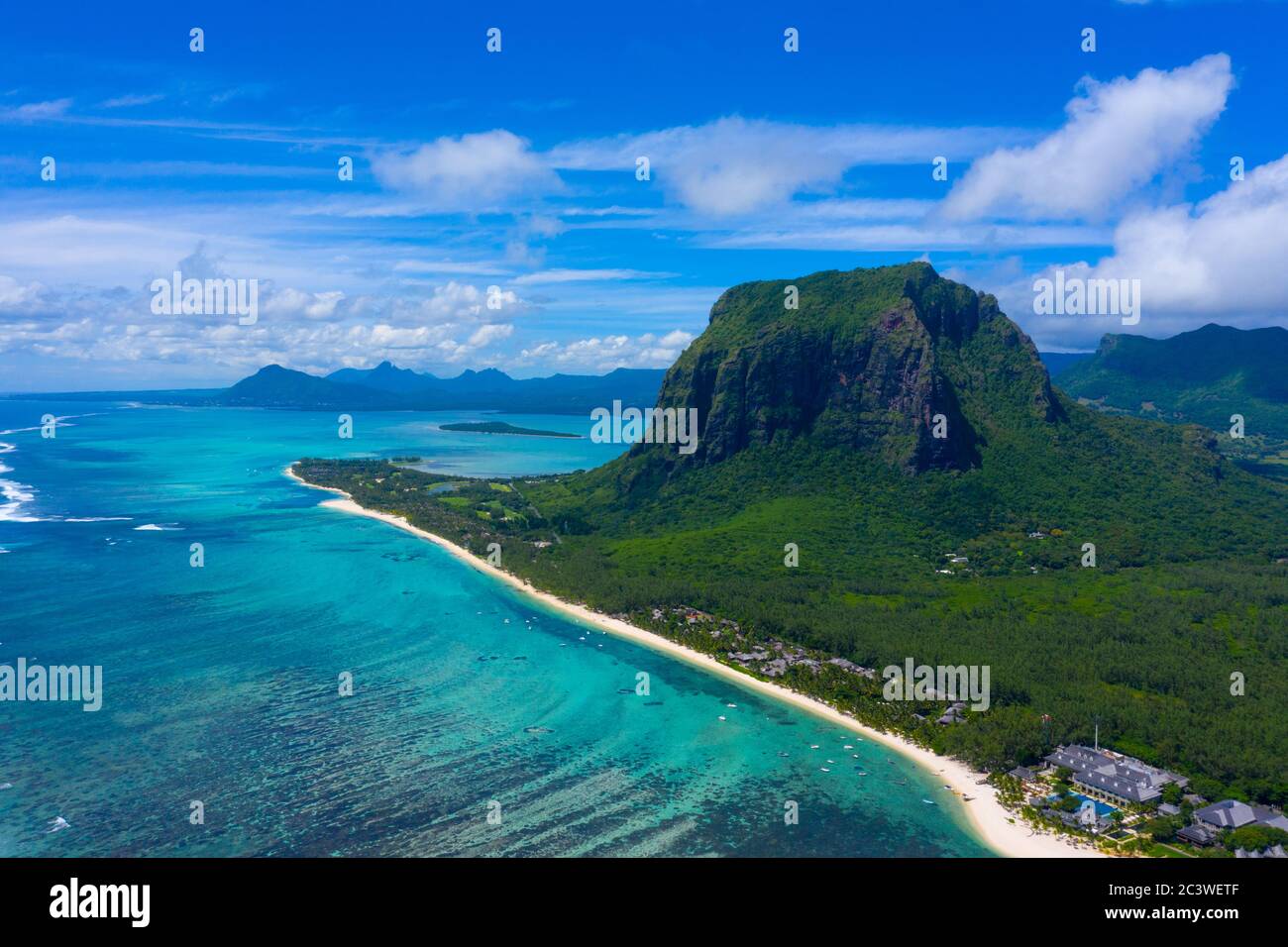 Aerial View Of Le Morne Brabant A Unesco World Heritage Site