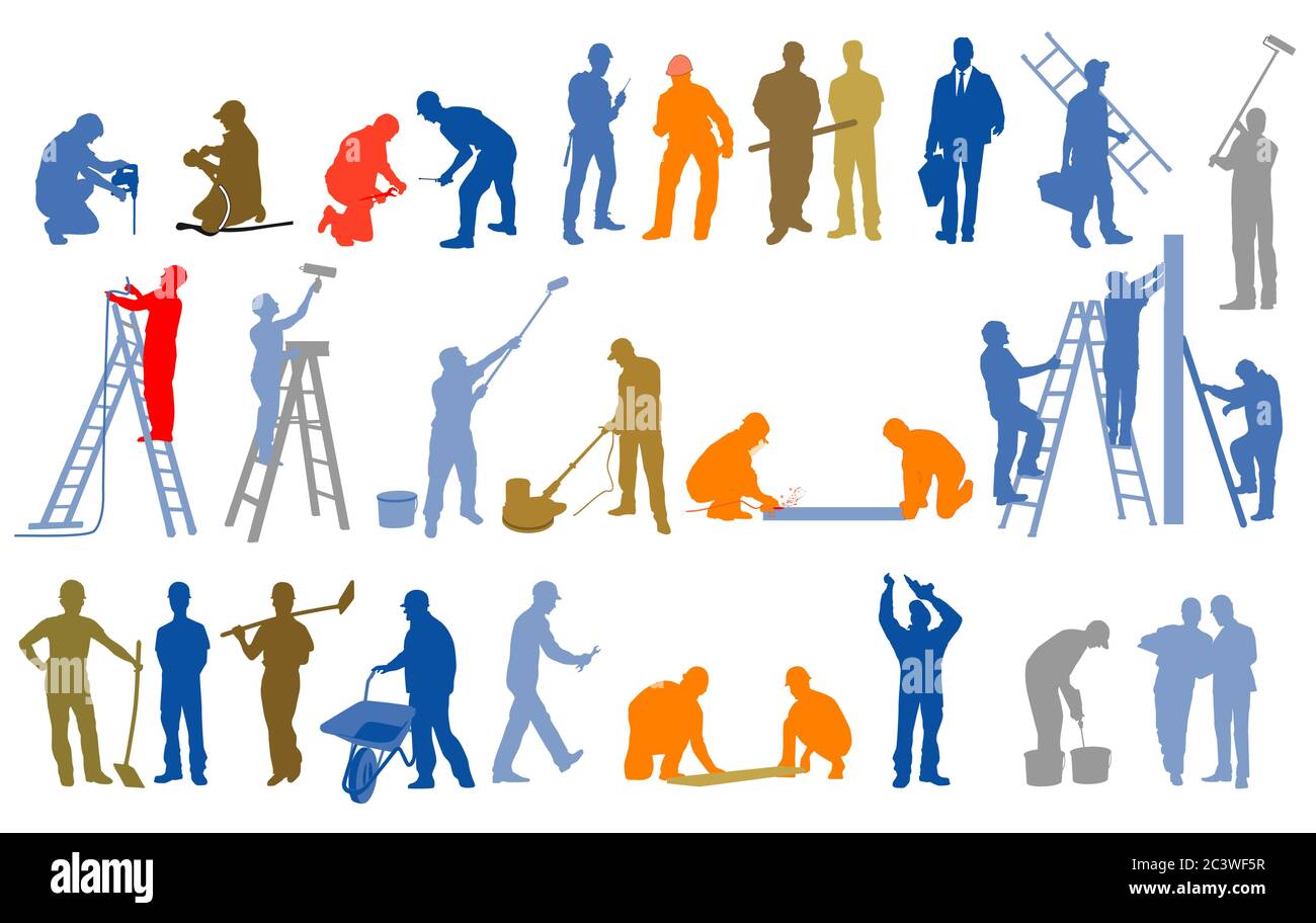 Craftsmen on the construction site Stock Vector