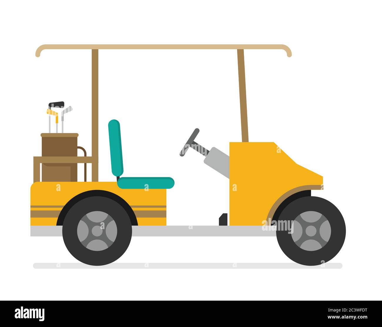 Flat vector golf car isolated on white background Stock Vector