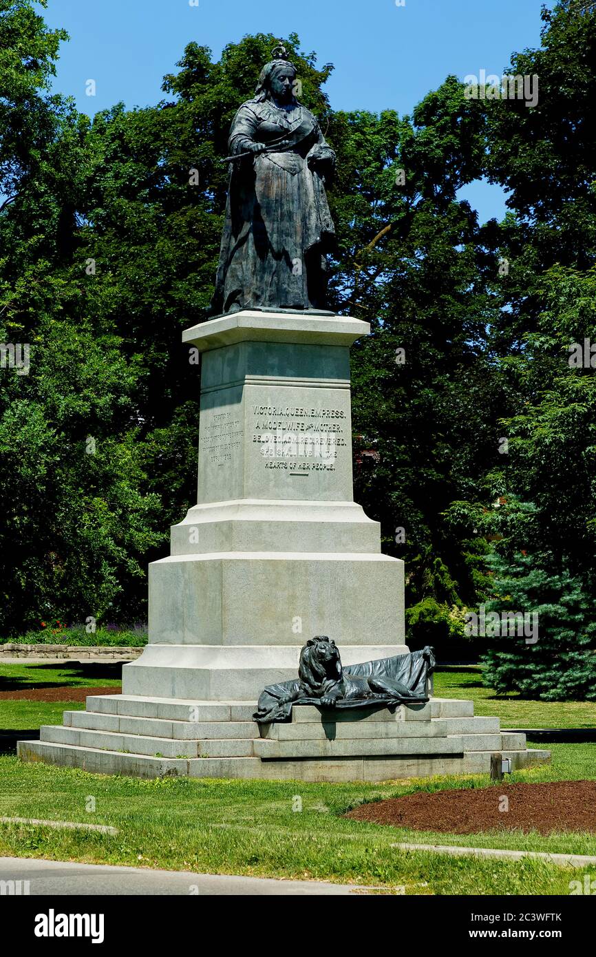 Statue of Queen Victoria in the Park. Victoria Park Kitchener Ontario Canada. Stock Photo