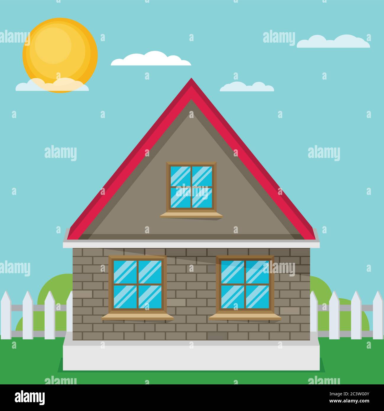Flat House. Vector illustration. Stock Vector
