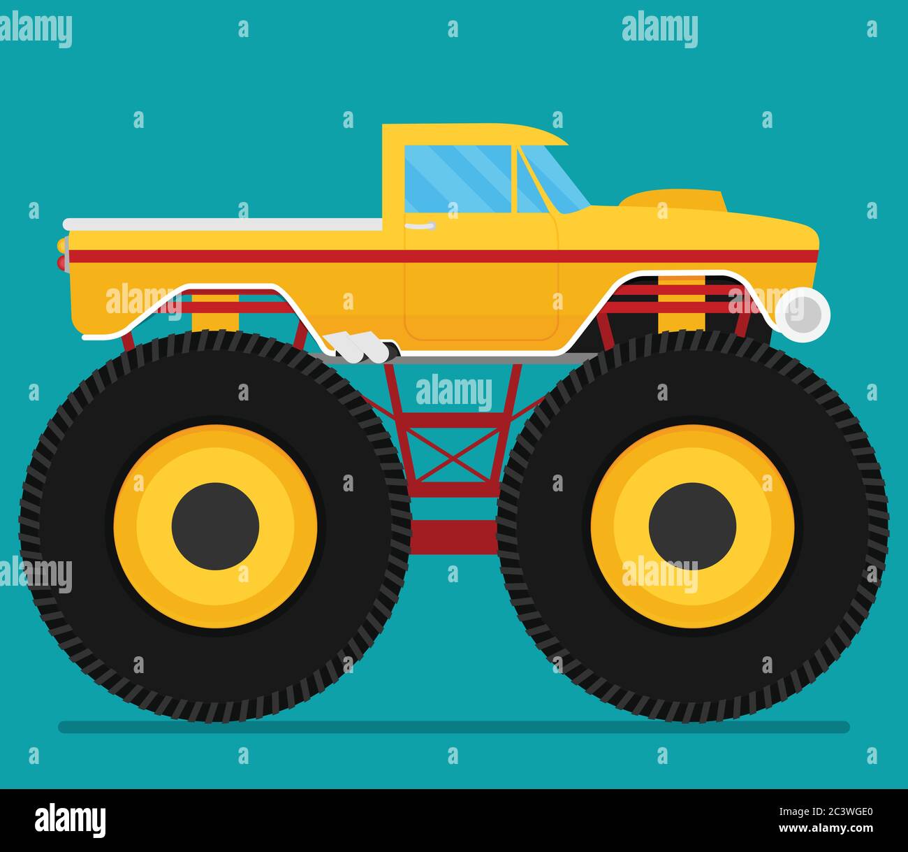 Monster Truck Vector Cartoon Vehicle or Car and Extreme Transport  Illustration Set of Heavy Monstertruck with Large Stock Vector -  Illustration of fire, cartoon: 118152663