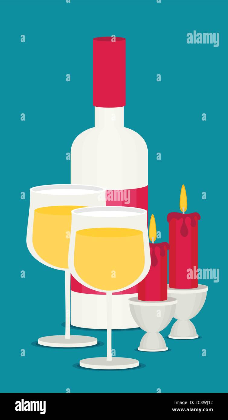 Colored flat design vector illustration wine Stock Vector