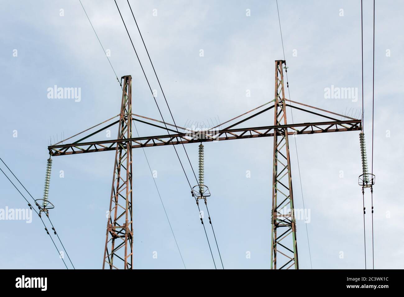 pole with electric wires in village Stock Photo - Alamy