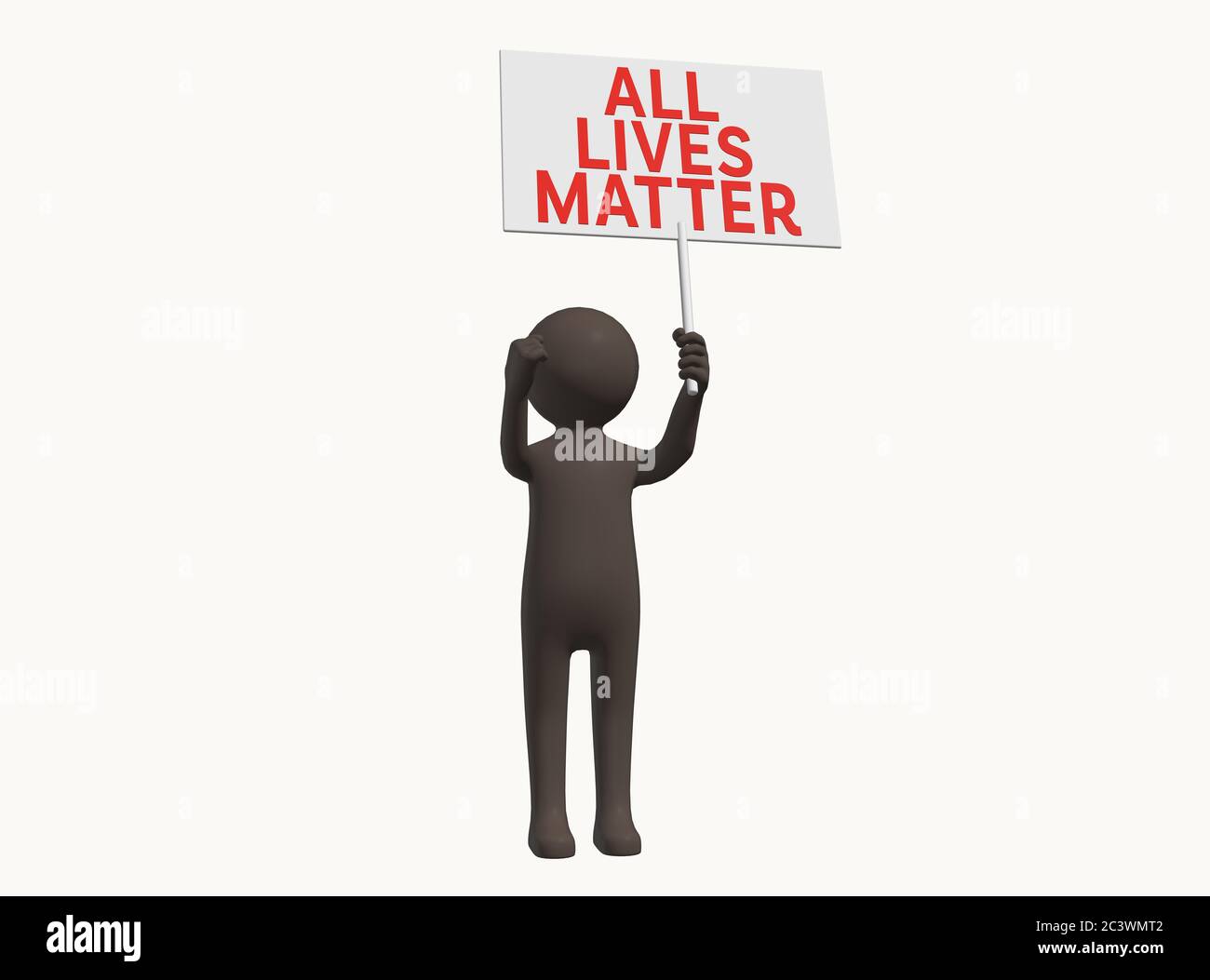 Anonymous 3D character with sign protesting that all lives matter Stock Photo