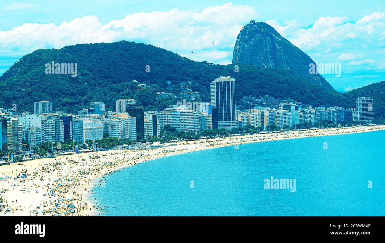 Aerial view of Rio de Janeiro with Corcovado Mountain and Copacabana