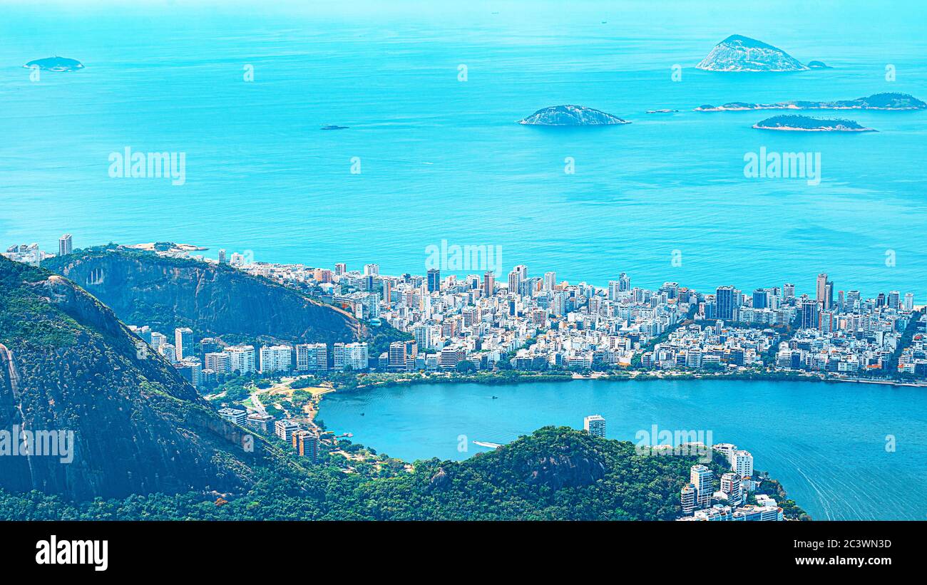 Aerial view of Rio de Janeiro with Corcovado Mountain. Brazil. Latin America. The best travel destination. Stock Photo