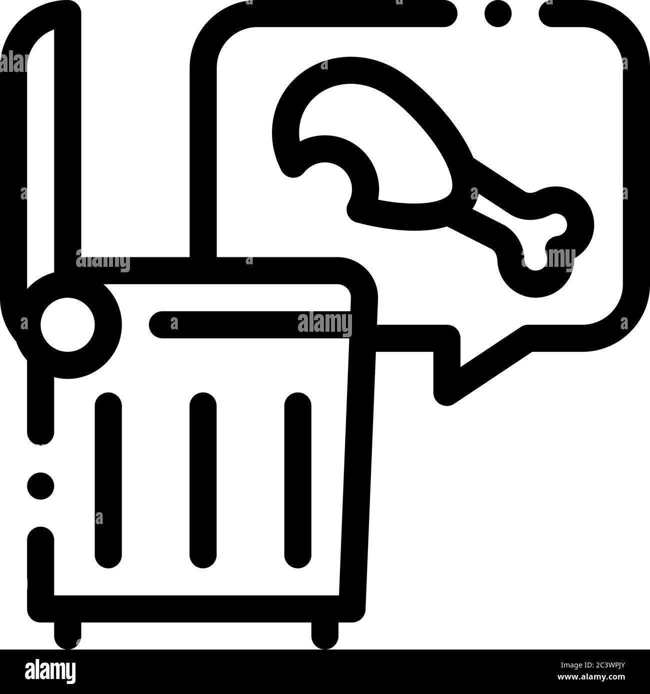 chicken food in trash container icon vector outline illustration Stock ...