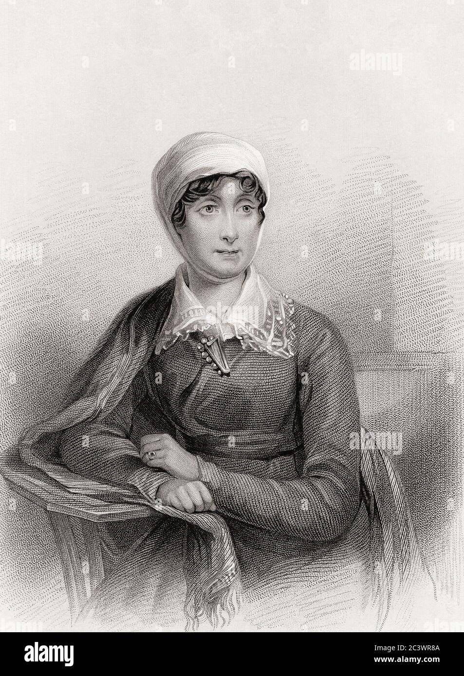 Joanna Baillie, 1762 - 1851.  Scottish poet and dramatist.  After an engraving by H. Robinson from a painting by John James Masquerier. Stock Photo