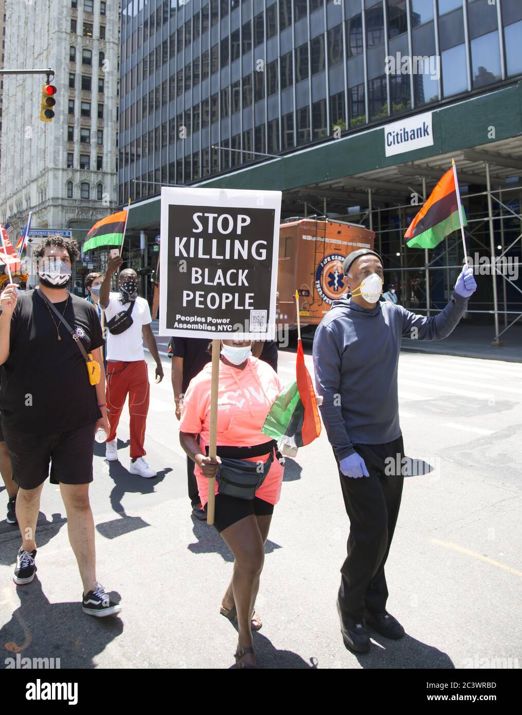Demonstration and march near NYC City Hall on keeps up the