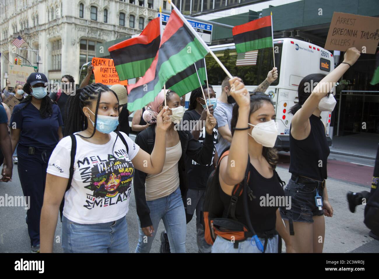Demonstration and march near NYC City Hall on keeps up the