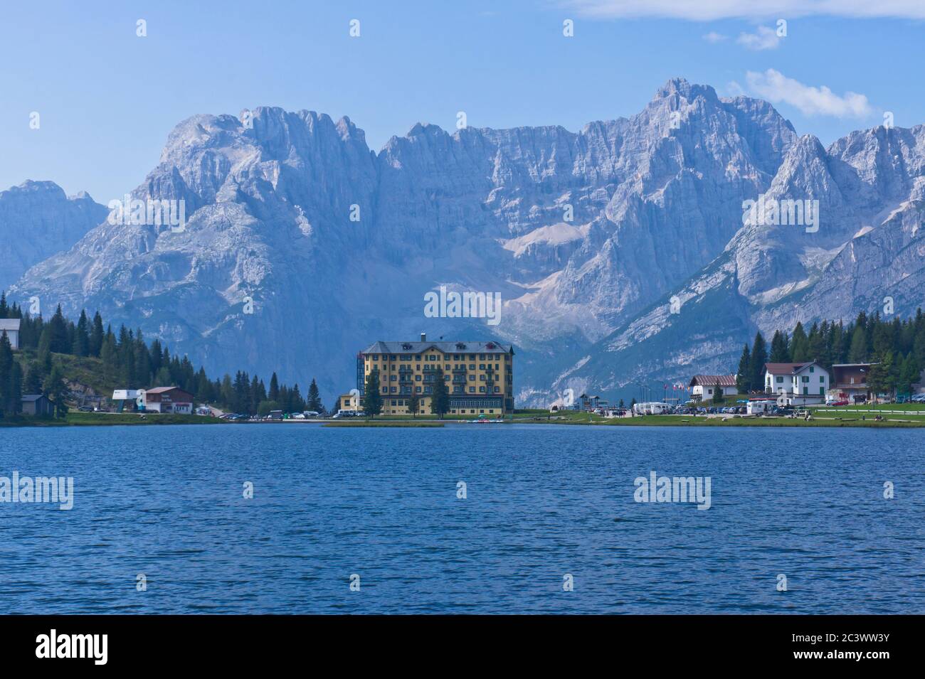 Natural landscape in Alps, Lake Misurina, Dolomites Alps, Italy Stock Photo
